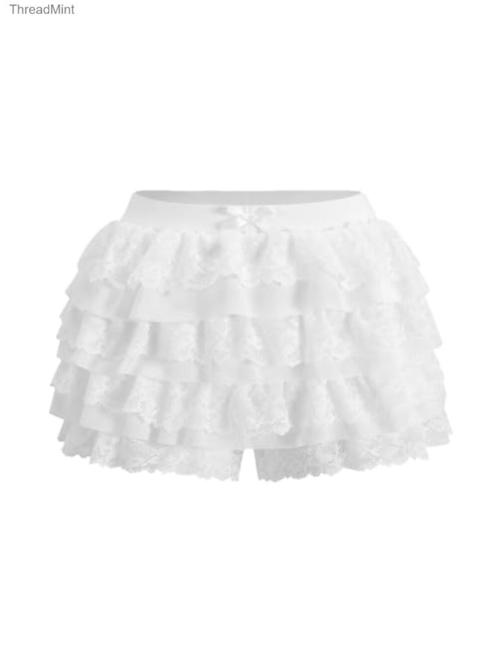 Y2K Lace Multi-Layer Ruffle Shorts Bloomers Skirt, High Stretch